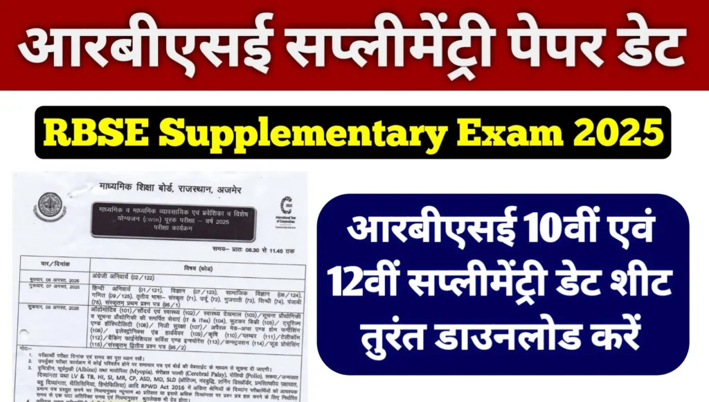 RBSE Supplementary Exam 2025